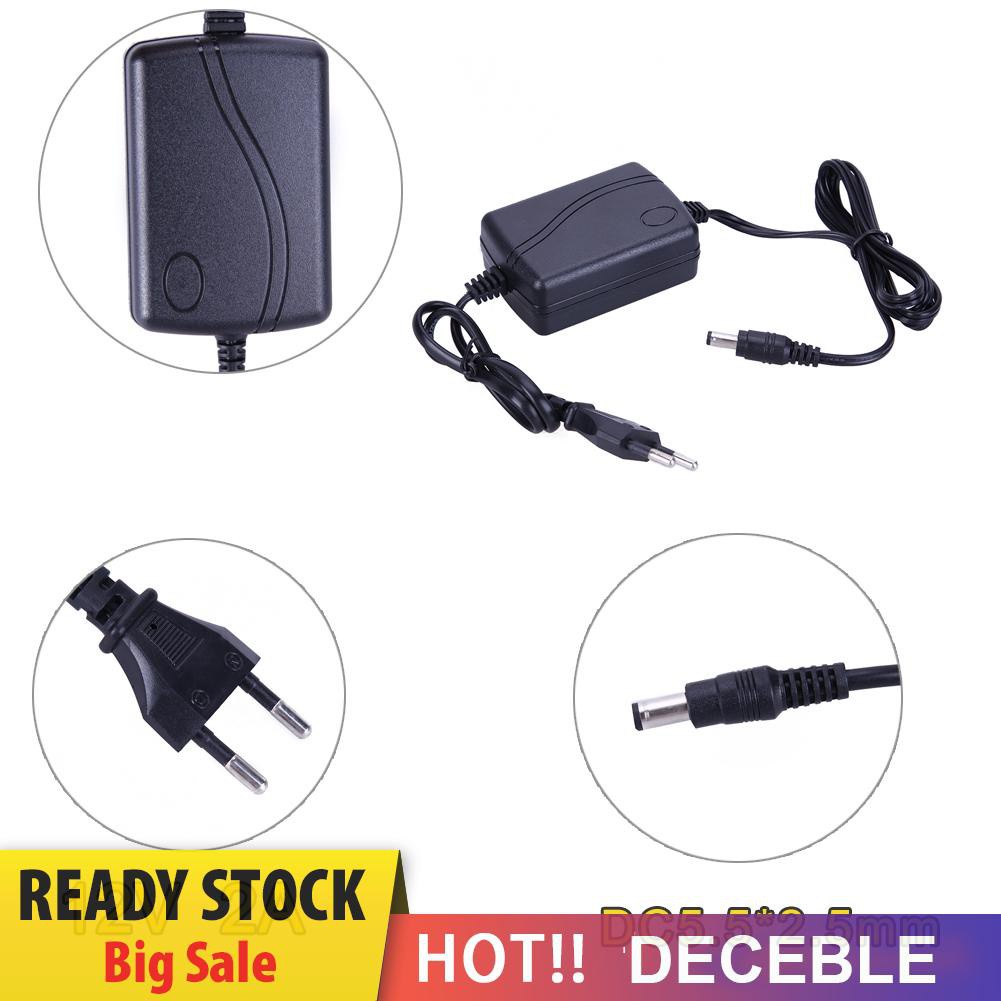Deceble AC to DC Power Adapter 12V 2A Dual Cable Converter Universal 5.5x2.1-2.5mm