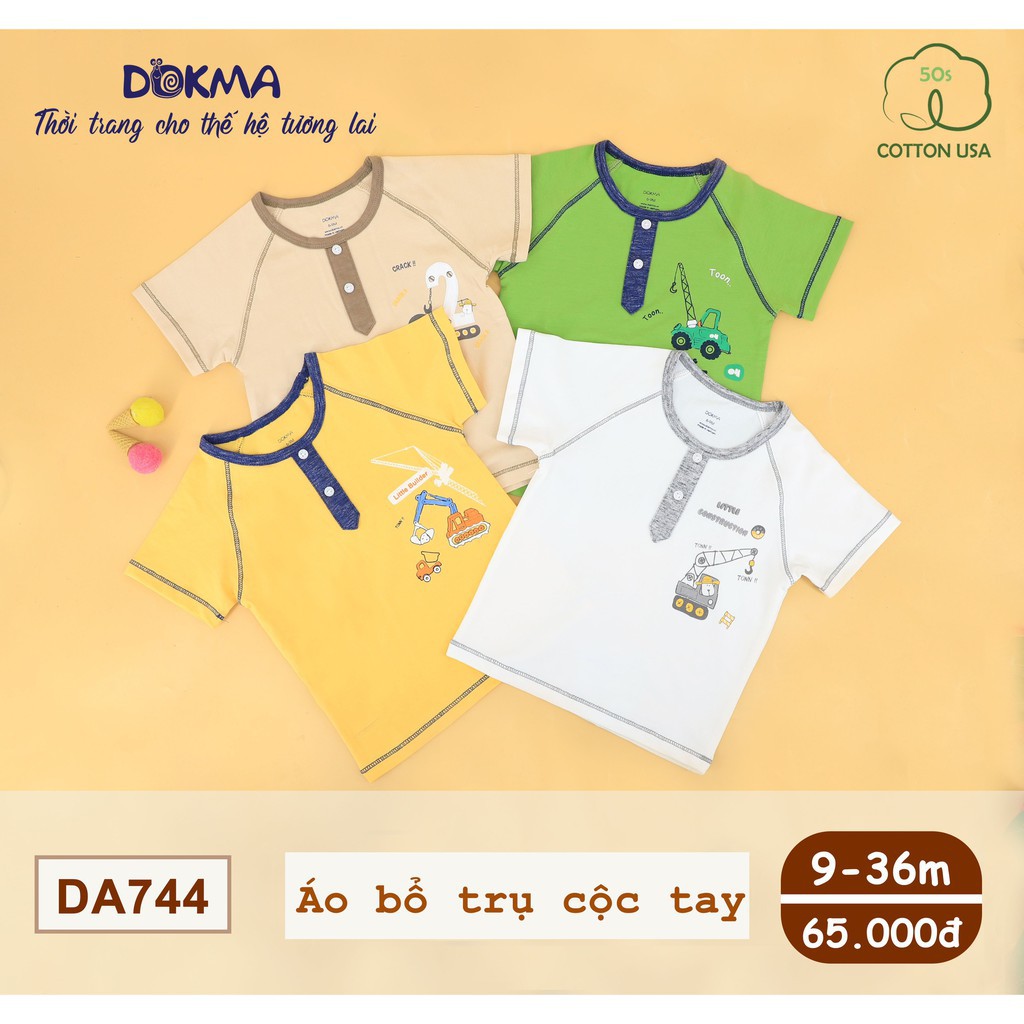 [Dokma] Áo bổ trụ cộc tay BÉ TRAI thoáng, mềm, mát (9-36m)