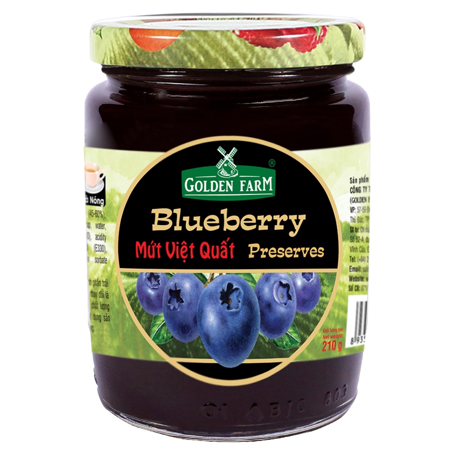 Combo 7 Vị Mứt Trái Cây Golden Farm Hũ 210g  - Dùng ăn kèm kem, bánh mì