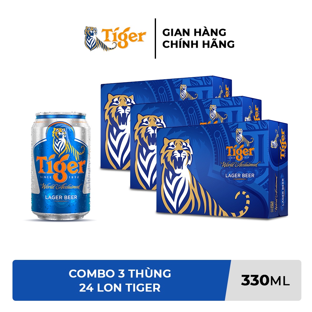 Combo 3 Thùng bia Tiger 24 lon 330ml/lon