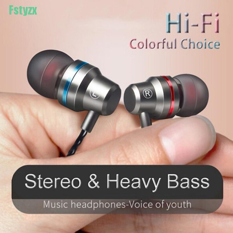 fstyzx Wired earbuds noise cancelling stereo earphones heavy bass sound sport headset