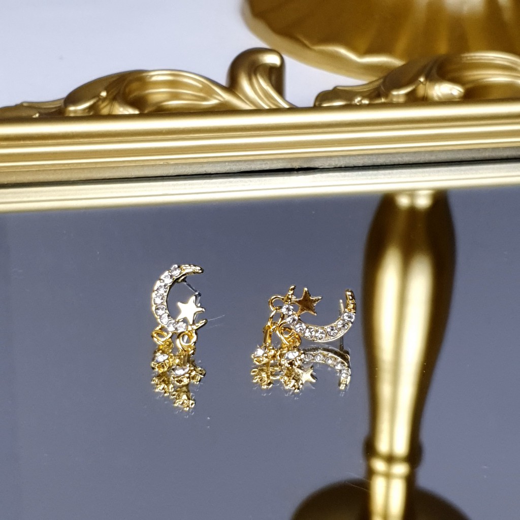 Khuyên tai nữ hình trăng sao đính đá xinh xắn TB27/5 TOBI STORE