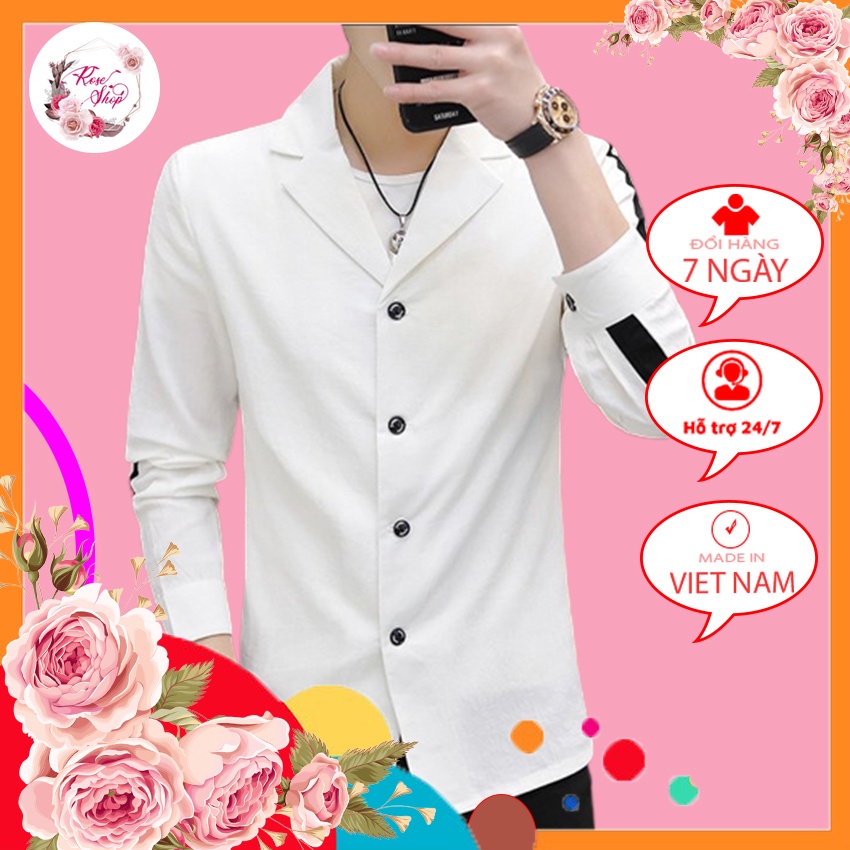 Áo Sơ Mi Nam Dài Tay Dáng Ôm Cổ Vest Hàn Quốc  Thấm Hút Mồ Hôi trẻ trung, lịch lãm T12