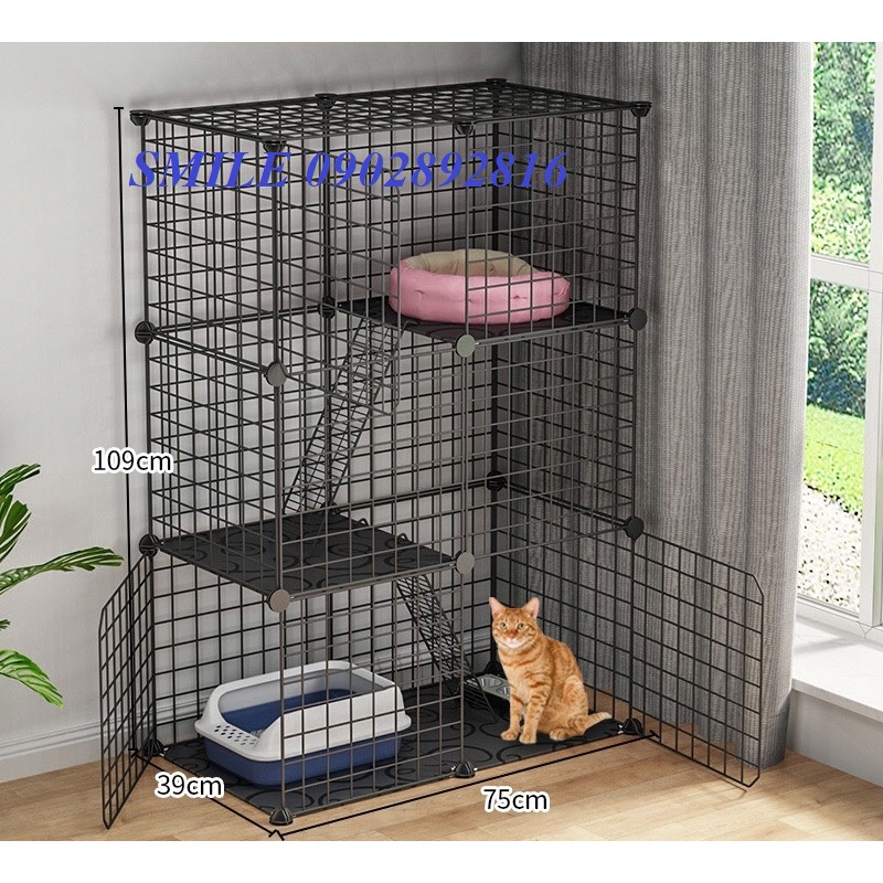 [TẶNG MÓC KHÓA CHUỒNG] COMBO CHUỒNG QUÂY LƯỚI LẮP GHÉP SƠN TĨNH ĐIỆN CHO THÚ CƯNG MÀU TRẮNG,ĐEN TIỆN LỢI