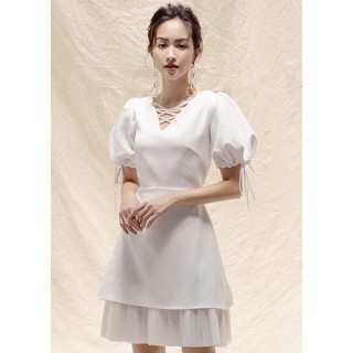 Đầm váy freesize trắng lai dập li