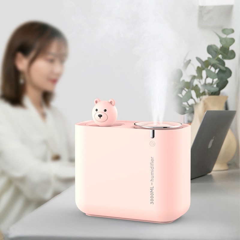 Máy phun sương tạo ẩm Fnelse dung tích 3l hình cây xương rồng/chú gấu tích hợp đèn ngủ LED
