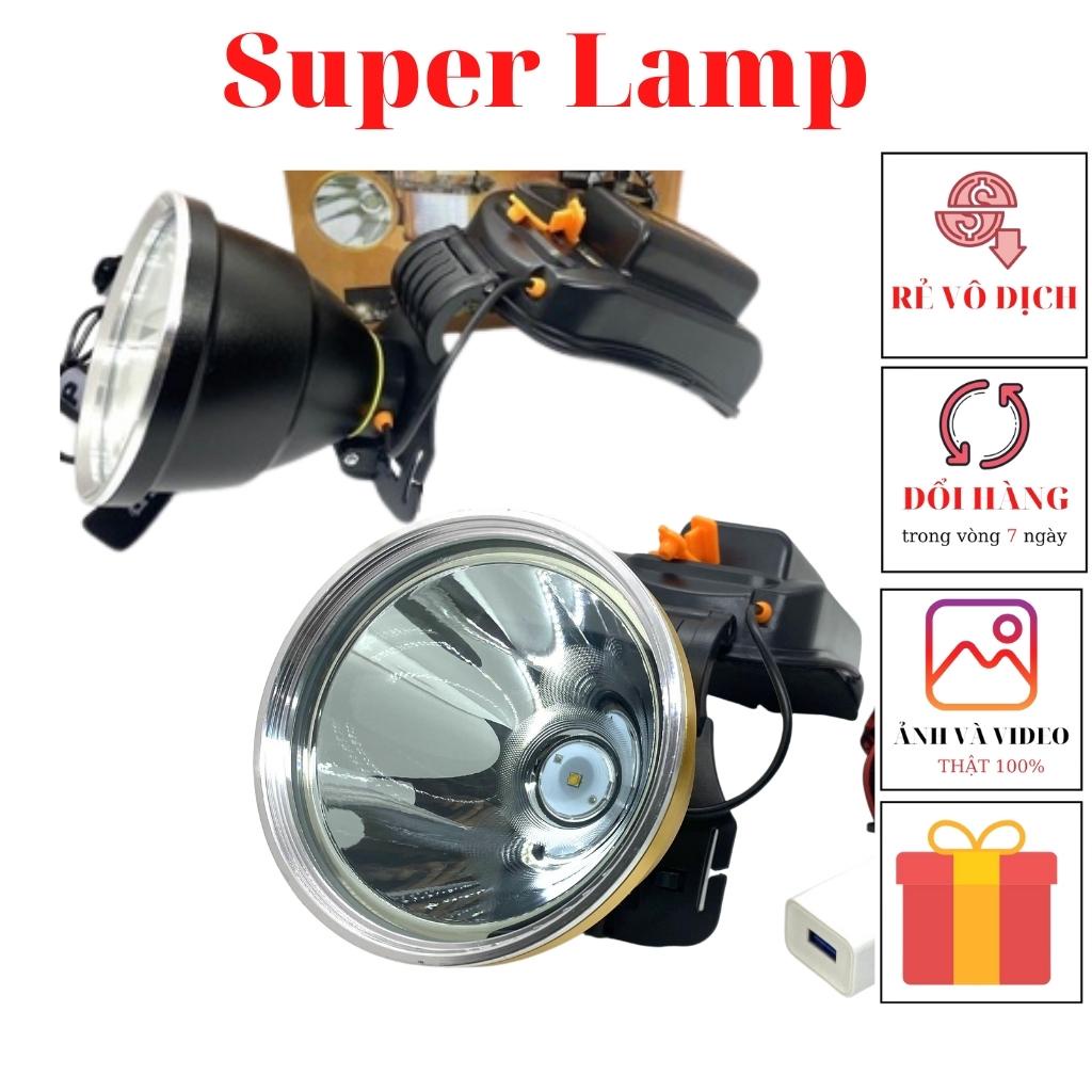 Đèn pin đội đầu siêu sáng, đèn đeo đầu K400  siêu khủng 6 pin chóa lớn 10cm