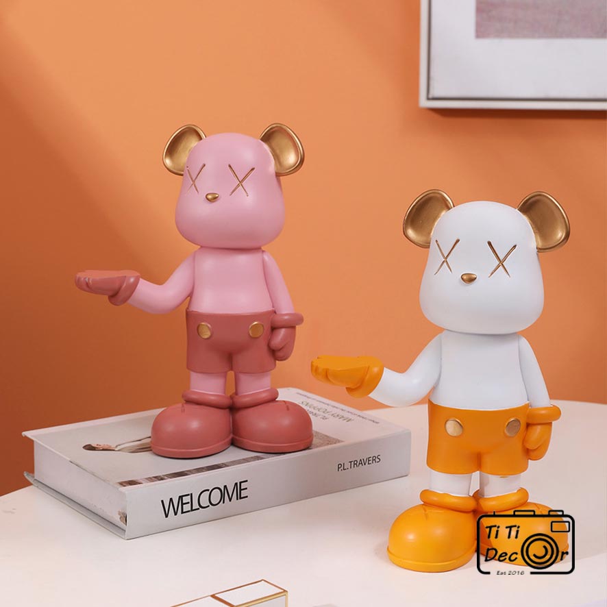 Gấu Bê Khay TiTi Decor Mô Hình Bearbrick Đựng Chìa Khóa Decor Phòng