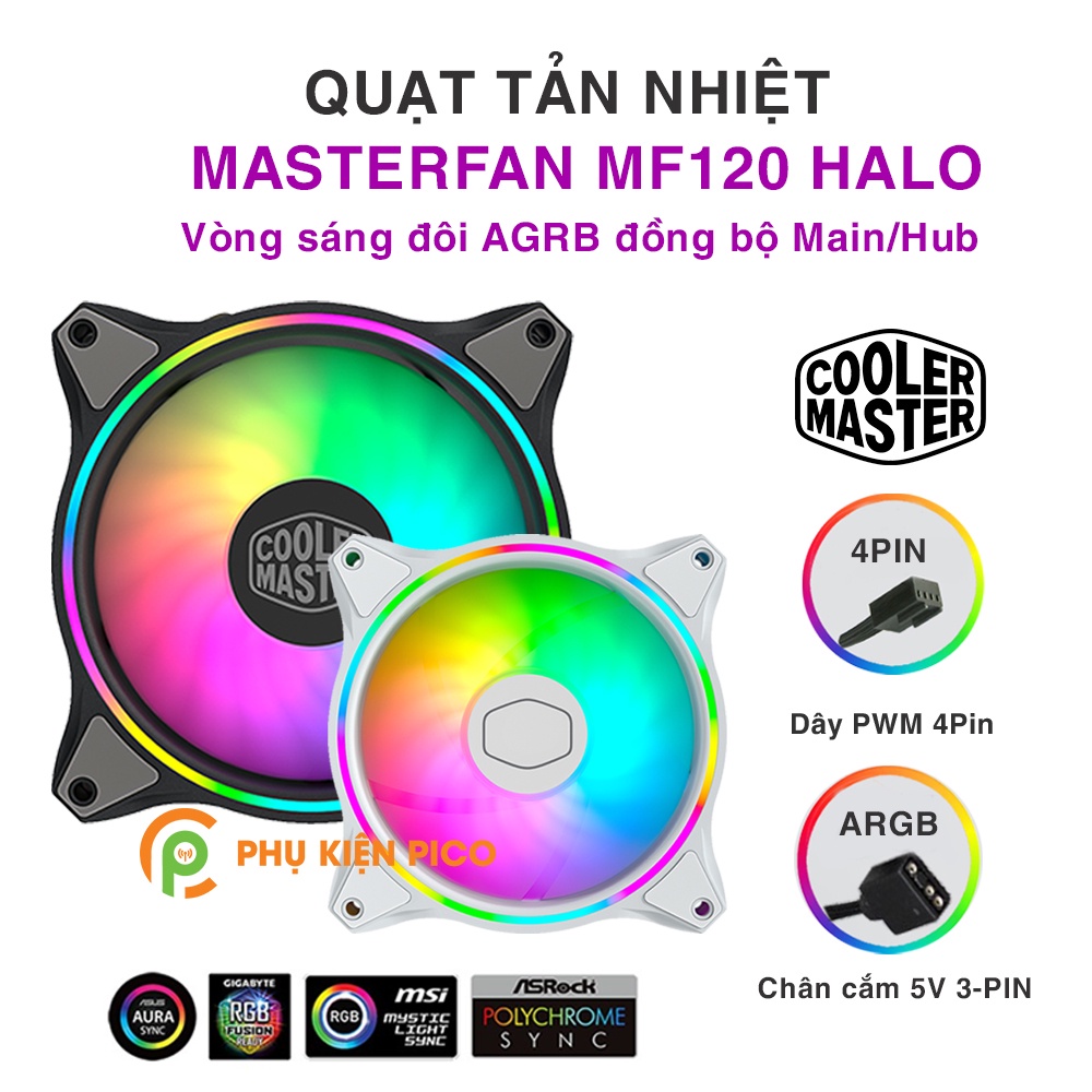 Quạt Fan Case 12CM Cooler master MF 120 Halo A-RGB - Quạt Fan Case 120 MasterFan MF120 Halo Dual Ring