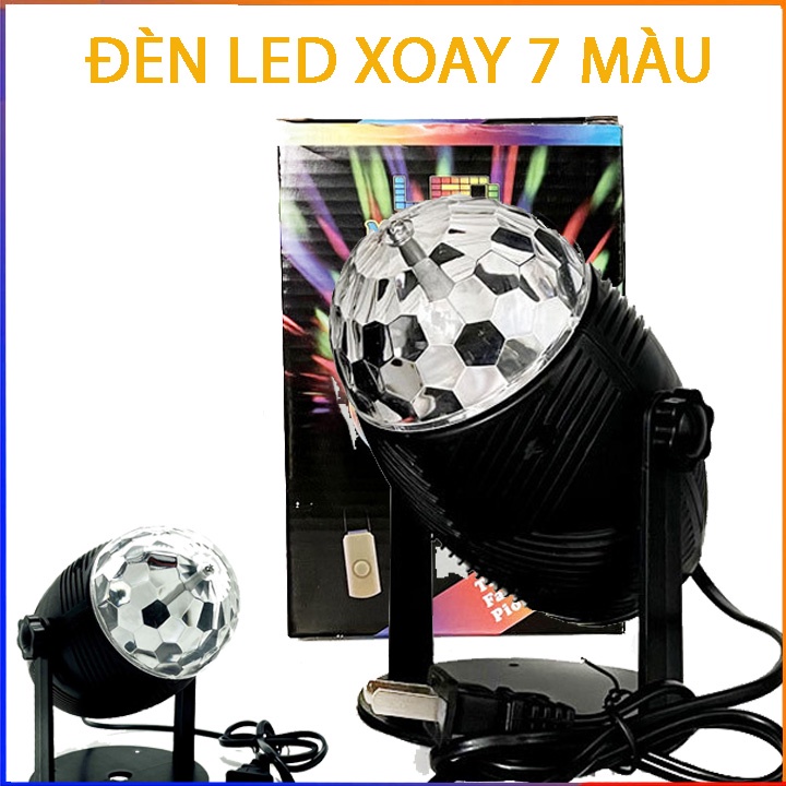 Đèn Led Pha Lê Vũ Trường 7 Màu Xoay 360 Độ Cực Đẹp