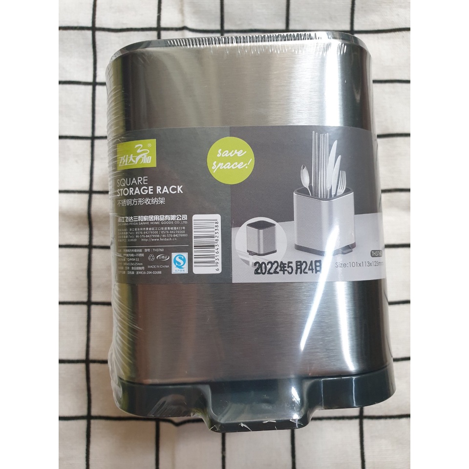 Ống Đựng Thìa Dĩa, Đũa Chia 2 Ngăn, Vỏ Inox, Viền Nhựa KT: 13x10x11 cm/ KT dài 18.5x11.3x10cm  (ảnh thật)