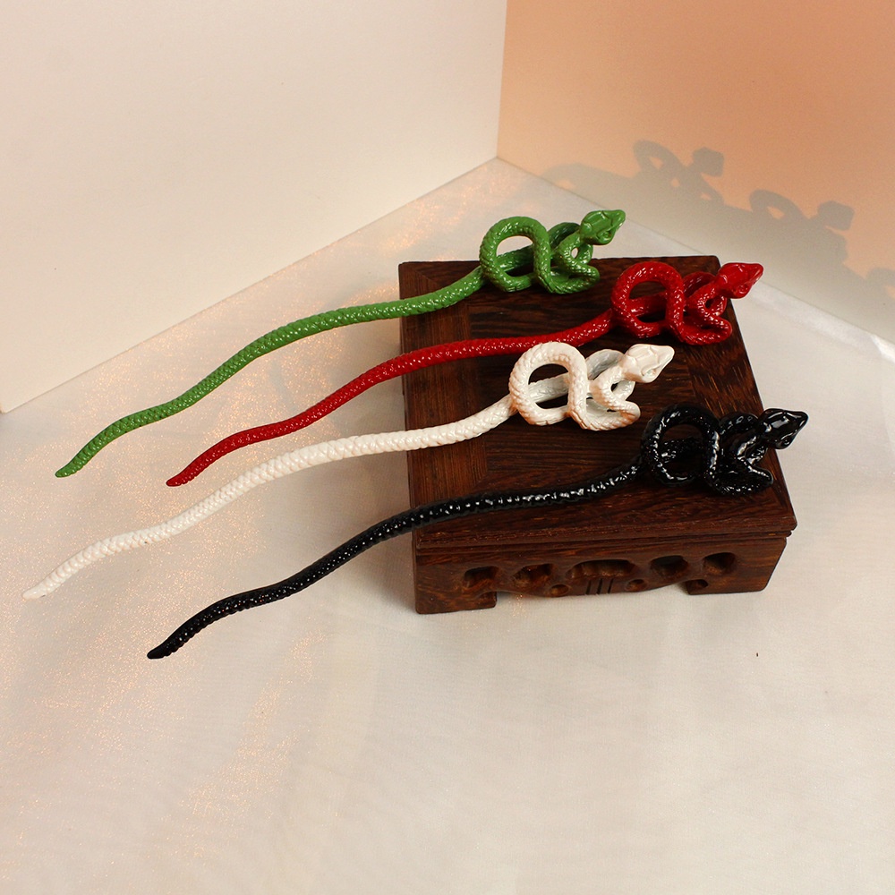 Trâm cài tóc hình rắn sang chảnh kim loại sơn tĩnh điện cá tính cho nữ