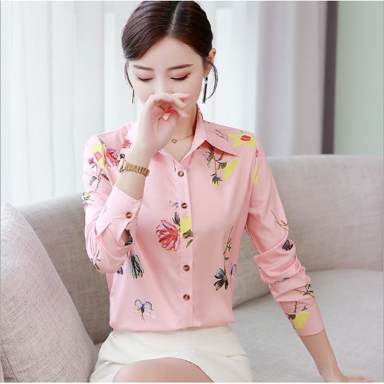 (video + ảnh thật) Sơ mi nữ công sở hoạ tiết hoa xinh sm121