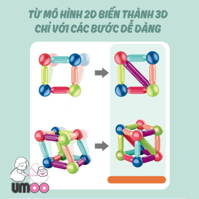 Bộ nam châm que hãng Umoo hàng chuẩn chất lượng cao