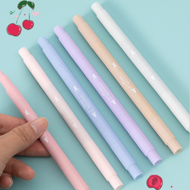 [Mới] Set 6 Bút Đánh Dấu Morandi Hai Đầu Phong Cách Ins Dành Cho Học Sinh / Văn Phòng