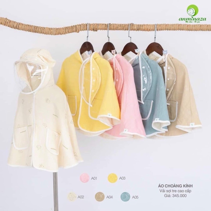 Áo choàng chống nắng cho bé sợi tre, có kính chắn Anminaza Việt Nam