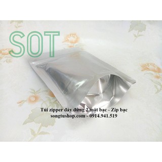 1kg Túi zipper đáy đứng 2 mặt bạc