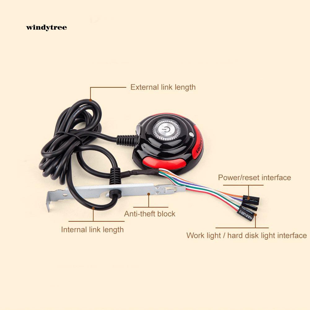 Nút bấm công tắc nguồn cho thùng máy tính PC HDD với cáp dài 1.6m tiện lợi