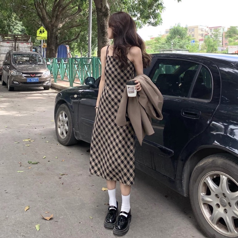 Set balzer phối đầm caro hai dây thời trang Nữ 6sstore