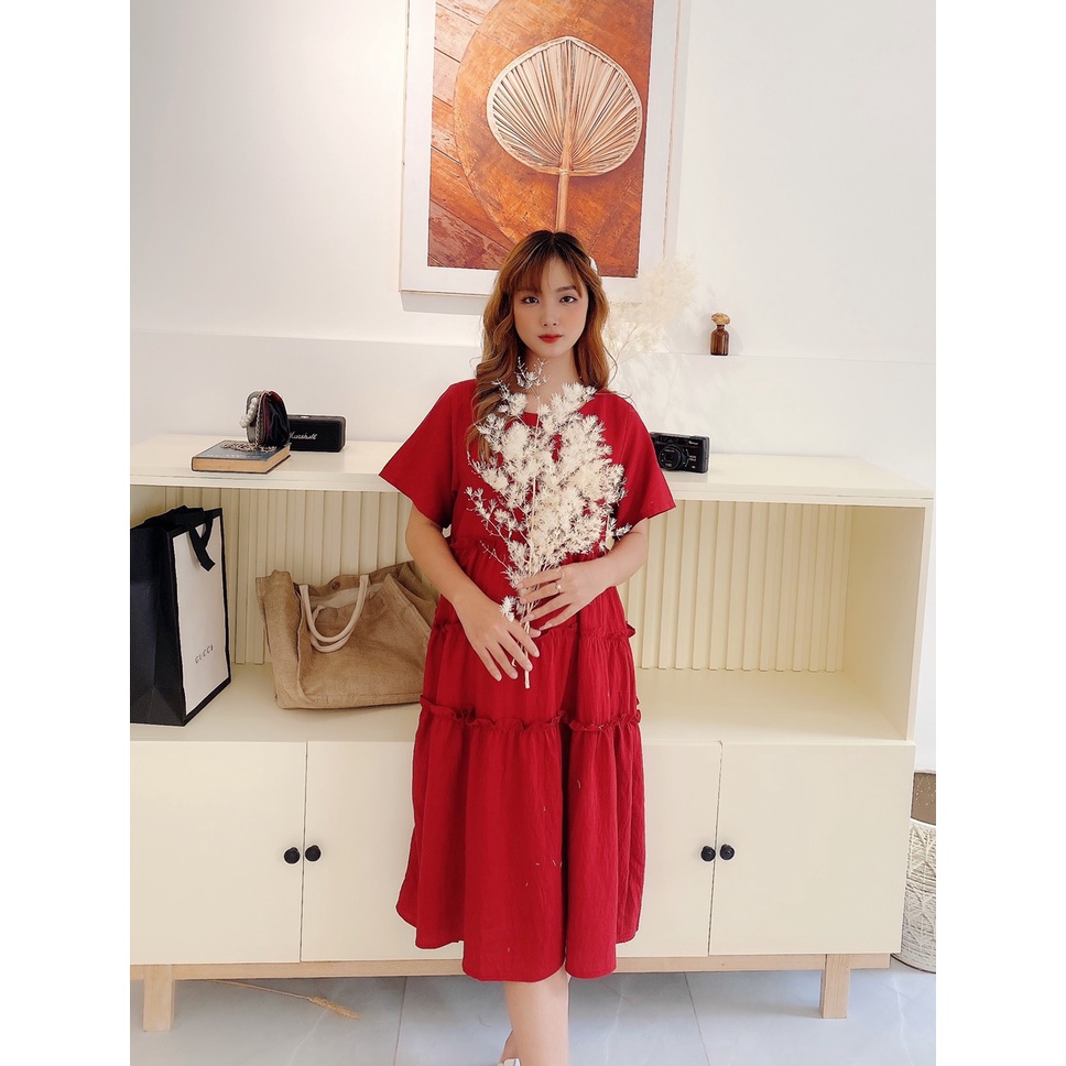 Đầm bầu nhún tầng xinh xăn