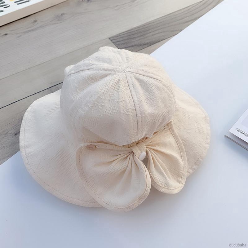 Mũ màu trơn phối nơ xinh xắn cho bé gái