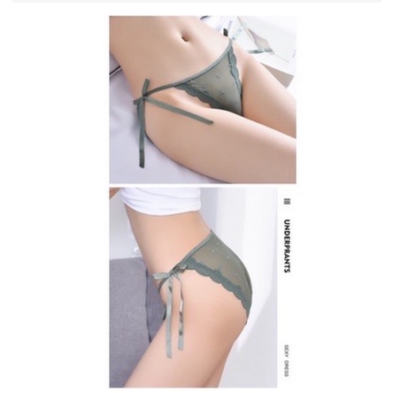 Được chọn màu - Quần lót ren nơ tim thắt nơ hông điệu đà 039