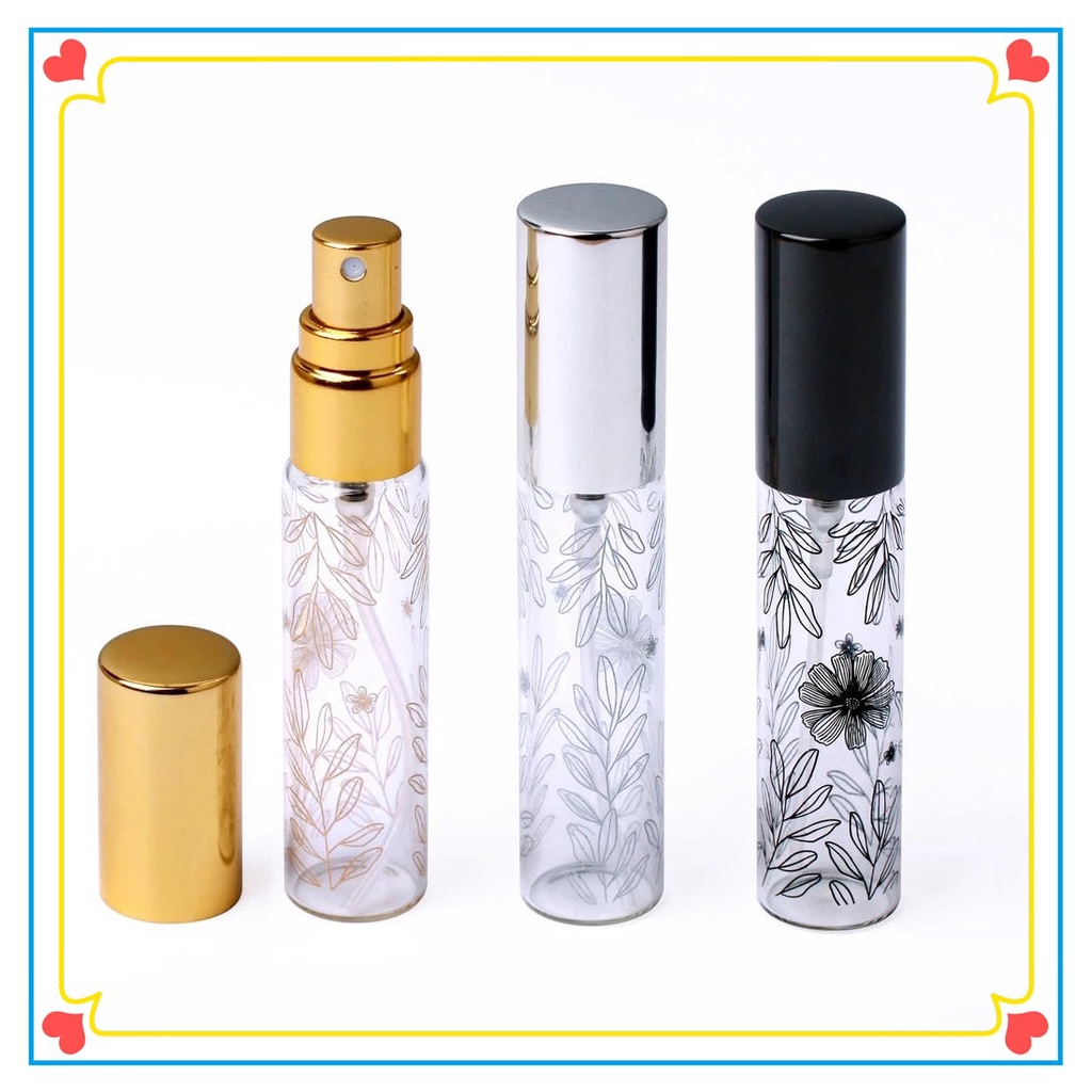 Lọ Đựng Nước Hoa Bằng Kính Họa Tiết Chiếc Lá 10ml