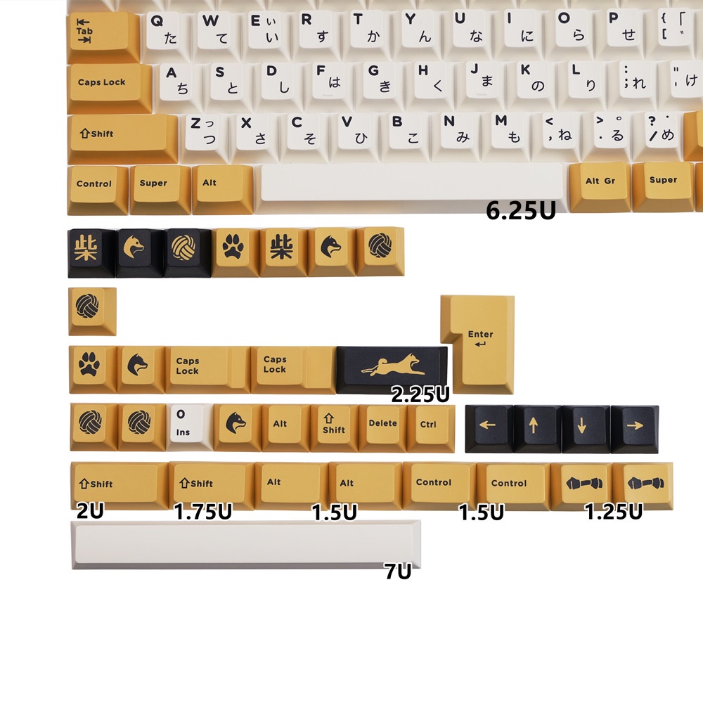 GMK Shiba Inu keycaps, 139 phím keycaps Cherry Profile DYE-SUB Cá nhân hóa GMK Keycaps cho bàn phím cơ