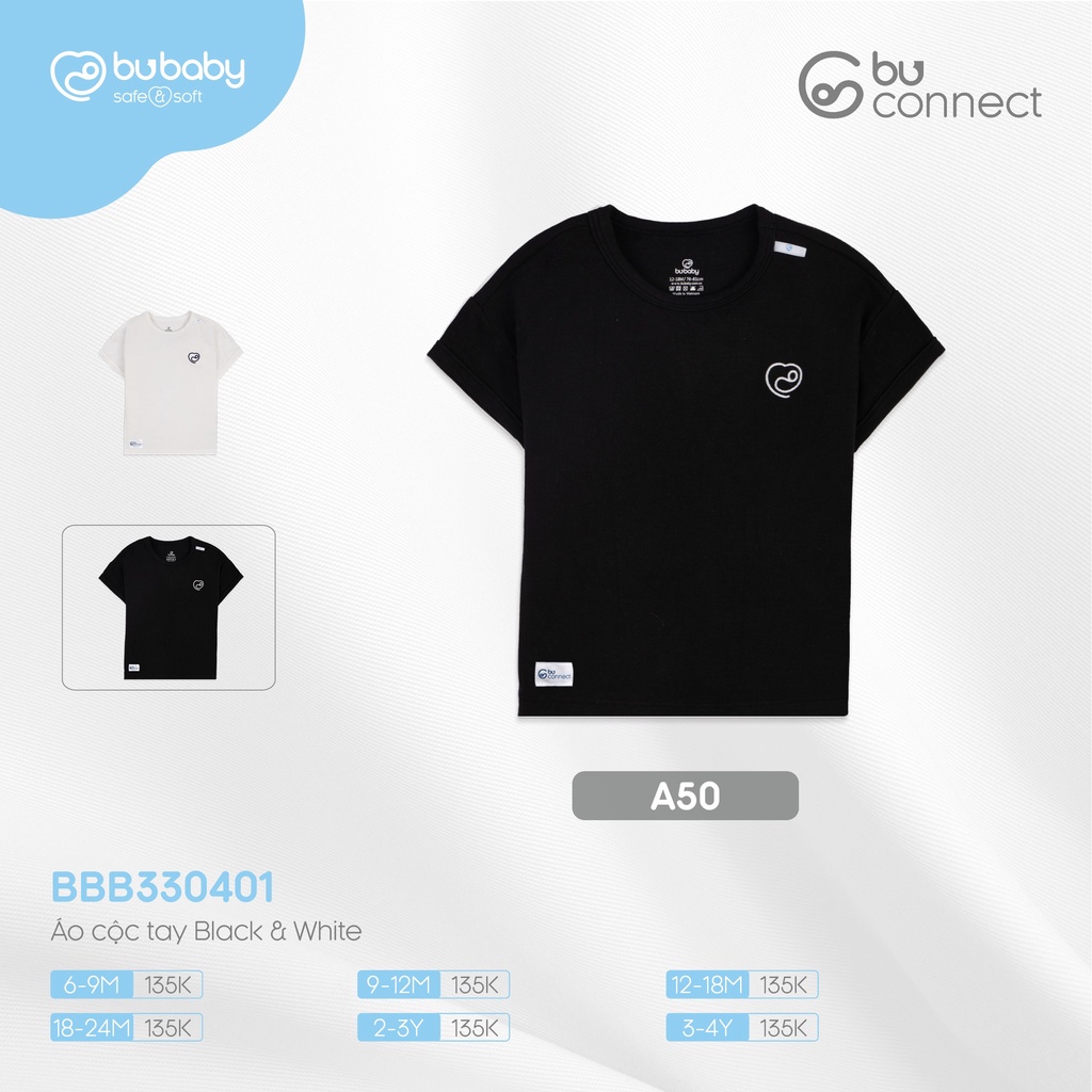 Bu baby] Áo cộc, quần cộc Bubaby Black and White cho bé trai bé gái