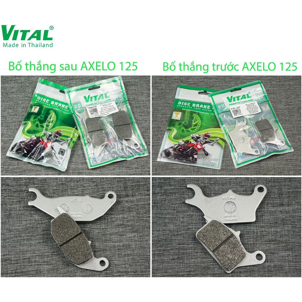 Bố thắng đĩa sau + trước AXELO hiệu VITAL - Má phanh xe máy, bố thắng đĩa VITAL chính hãng Thái lan