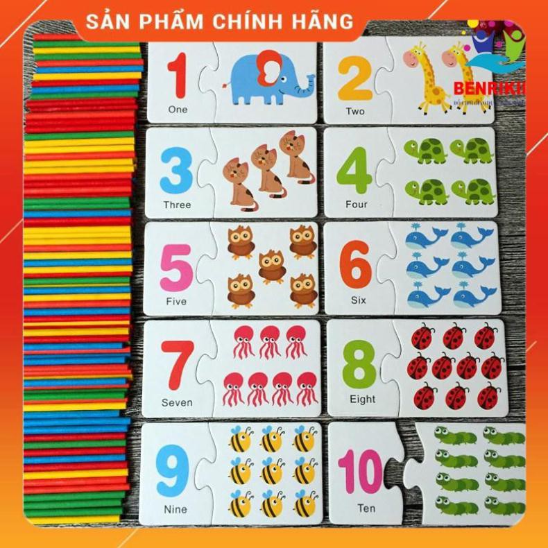 [RẺ NHẤT] Đồ Chơi Giáo Dục Mầm Non Học Đếm Tiếng Anh Và Học Toán(Hộp Thẻ Ghép Số)