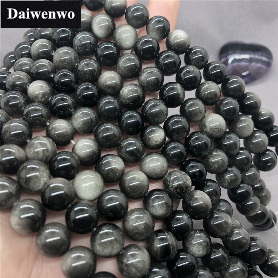 Chuỗi Hạt Đá Obsidian Đôi Mắt Thiên Nhiên 5A 6-14mm Tự Làm Trang Sức
