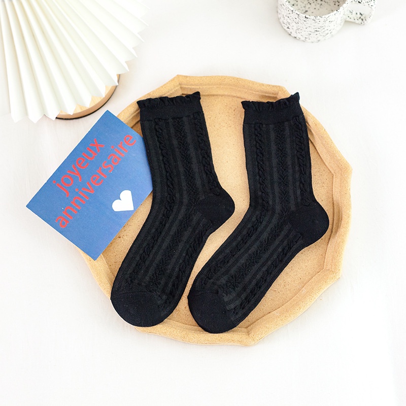 Tất vớ nữ vớ cổ cao Lolita trắng đen trơn họa tiết xinh xắn kiểu dáng dễ thương phong cách Nhật Hàn thời trang mùa hè