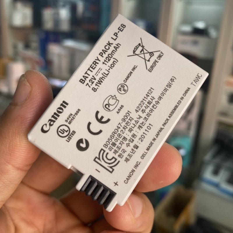 Pin máy ảnh Canon LP-E8 - Hàng Zin bóc máy xịn, cho: Canon 550D, 600D, 650D, 700D