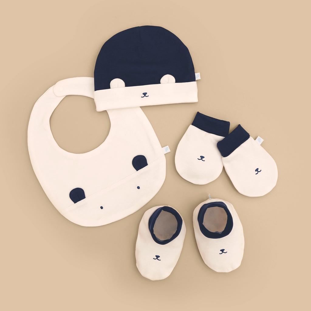 Bao Tay, Bao Chân, Yếm, Mũ Nous nguyên set cho bé sơ sinh