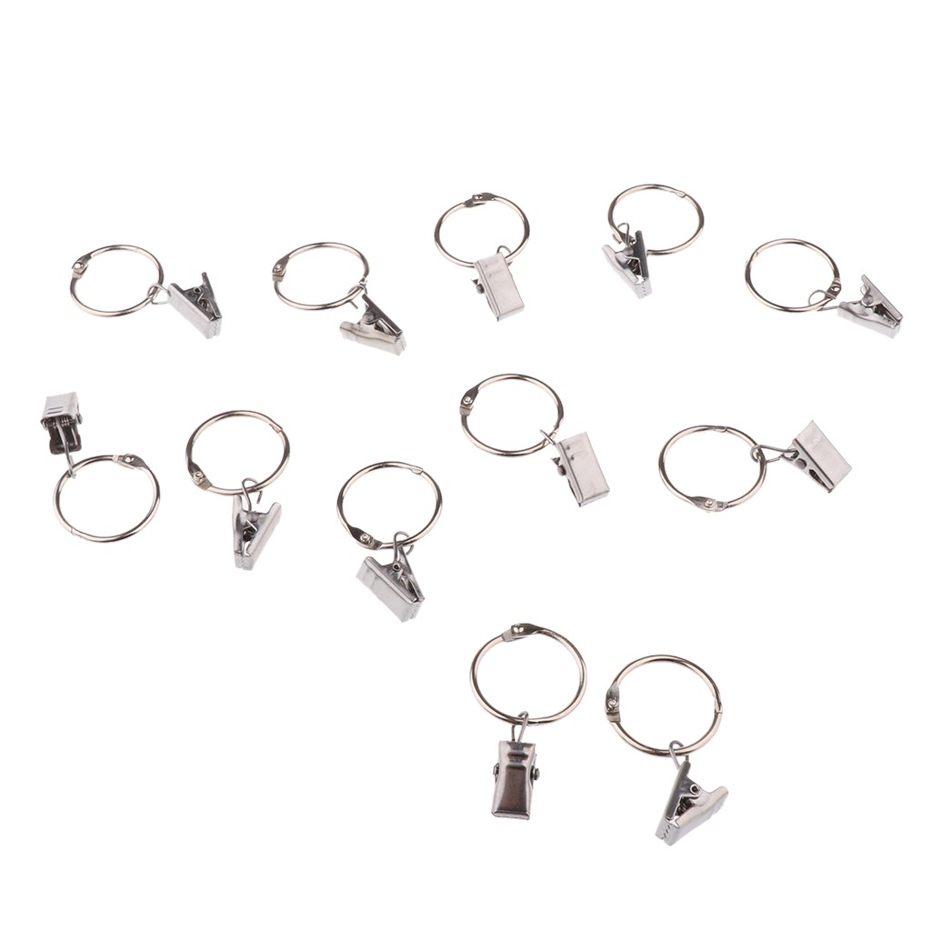Bộ 12 cái vòng móc có kẹp treo rèm cửa tiện dụng
