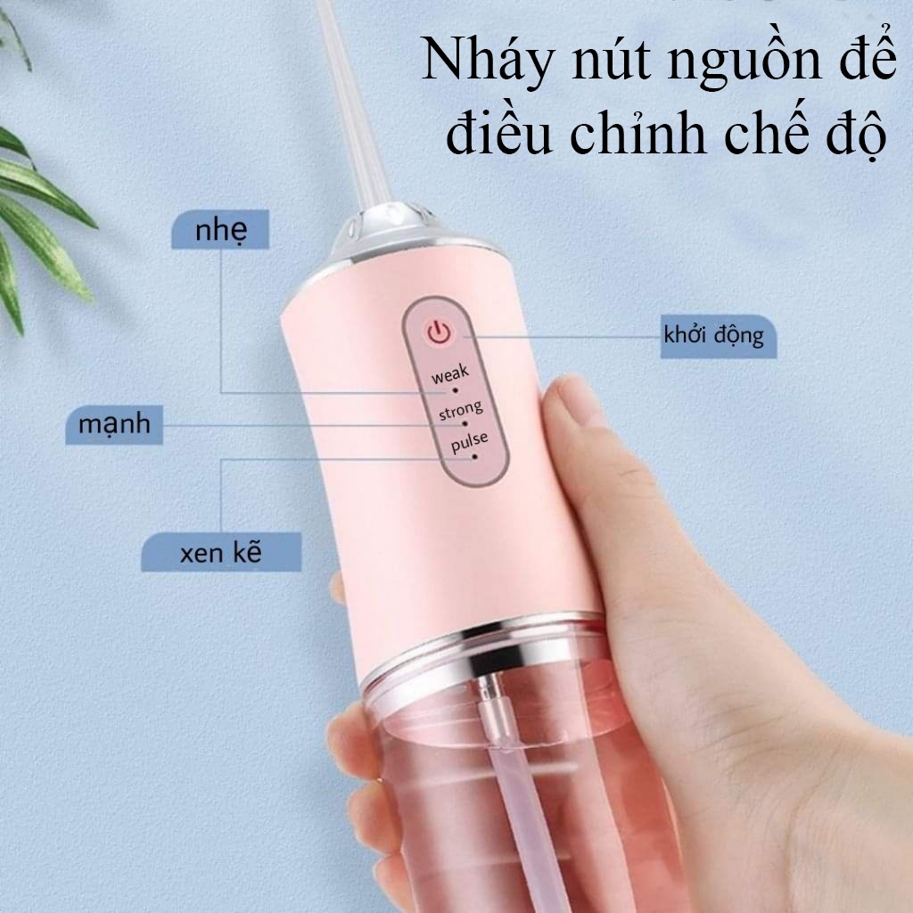 Máy tăm nước Oral cầm tay mini, Máy xỉa răng nước vệ sinh răng miệng 3 chế độ phiên bản Quốc Tế - TẶNG KÈM CHẢI LƯỠI