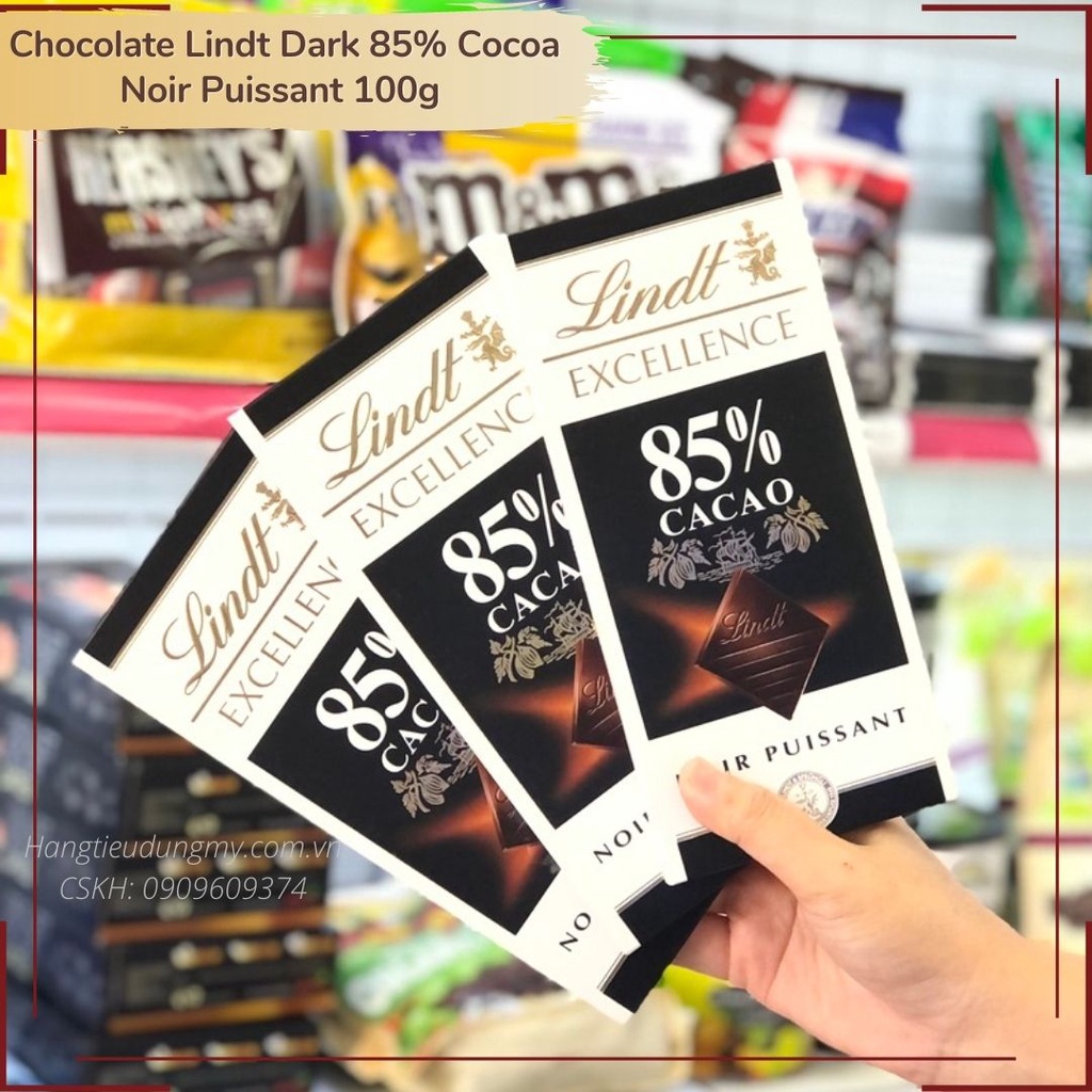 Chocolate Lindt Dark thanh 100g - 70%-85%-90% Cacao