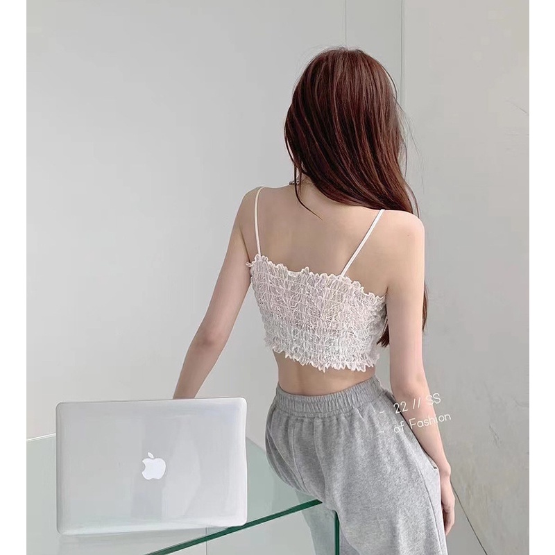 Áo bra 2 dây hoa hồng dáng croptop Quảng châu cực xinh bra10