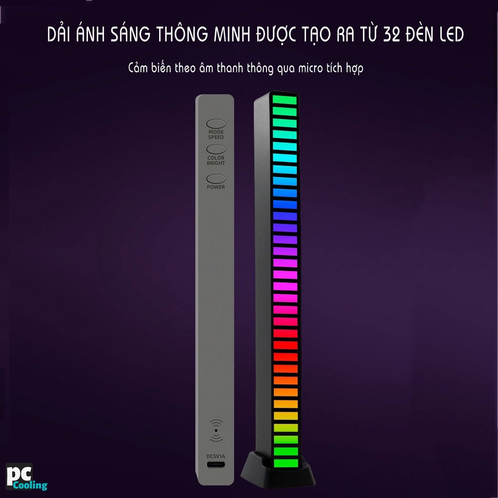 Thanh ĐÈN LED RGB NHÁY THEO NHẠC, B-Light NID Light, Điều khiển bằng giọng nói, có APP, trang trí cho máy tính/ Ô tô