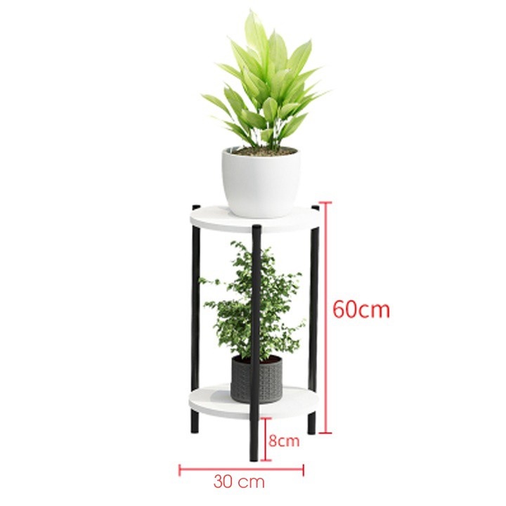 Kệ để chậu hoa cây cảnh phòng khách 2 tầng mặt gỗ sang trọng, kệ ban công để cây cảnh đa năng - Mã CH01
