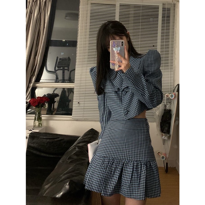 Bộ Áo Khoác Vest + Chân Váy Lưng Cao Thời Trang Mùa Thu Hàn Quốc Mới Cho Nữ 2021