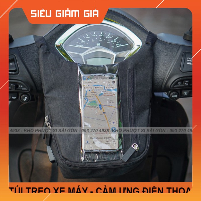 HOT- Túi treo ghi đông xe máy xem bản đồ - Túi chạy Grab Grap Go Việt treo đầu xe máy tiện dụng cảm ứng điện thoại