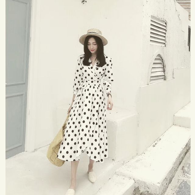 Váy maxi chấm bi QCCC