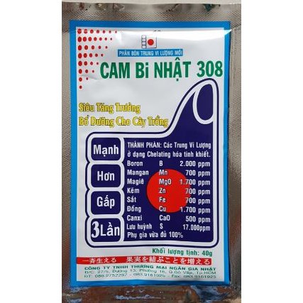 Phân bón CAM Bi NHẬT 308 gói 40gr Siêu tăng trưởng cây trồng