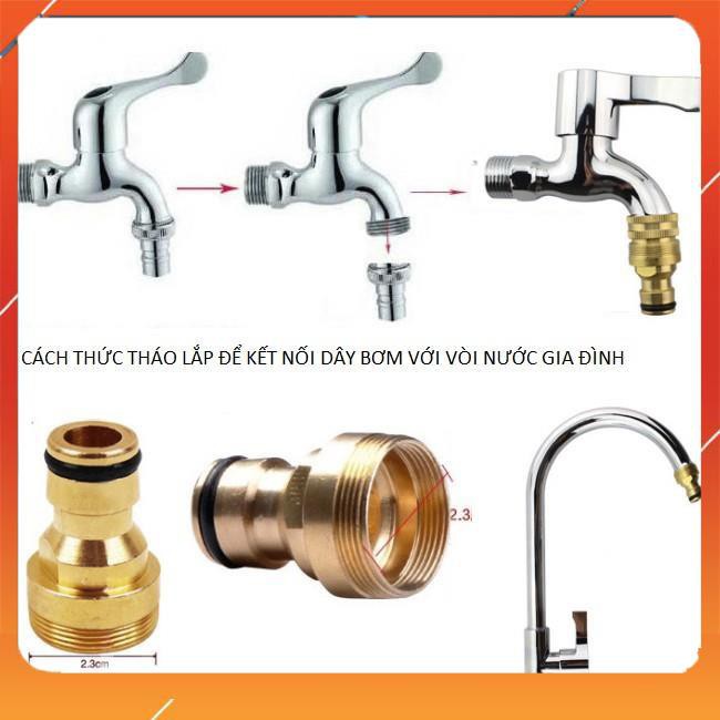 Vòi Xịt❤️Evoucher Bộ dây vòi xịt nước rửa xe, tưới cây ✔, tăng áp 3 lần, loại 15m 206622-5 cút sập,nối đen+  đai