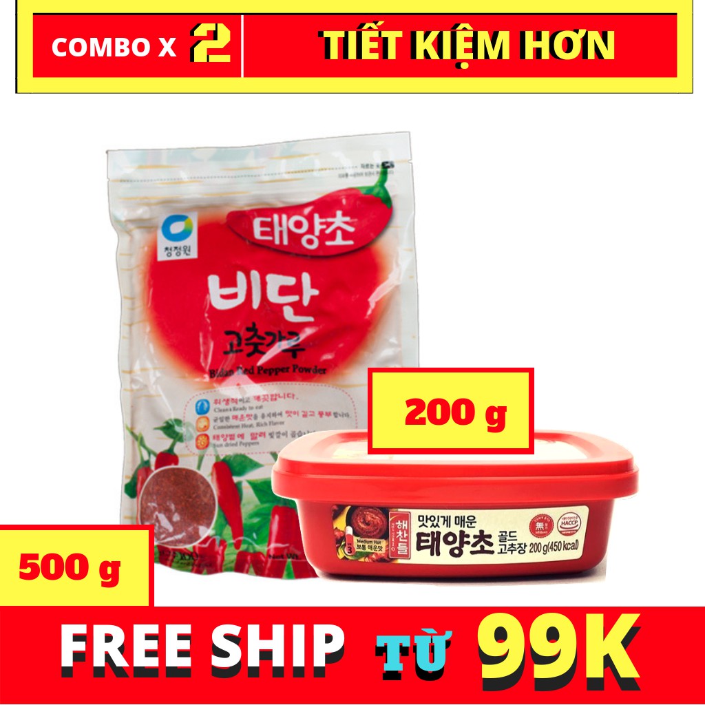 ( COMBO) ỚT BỘT HÀN QUỐC BIDAN 500G + 1 HỘP TƯƠNG ỚT HÀN QUỐC GOCHUJANG 200G