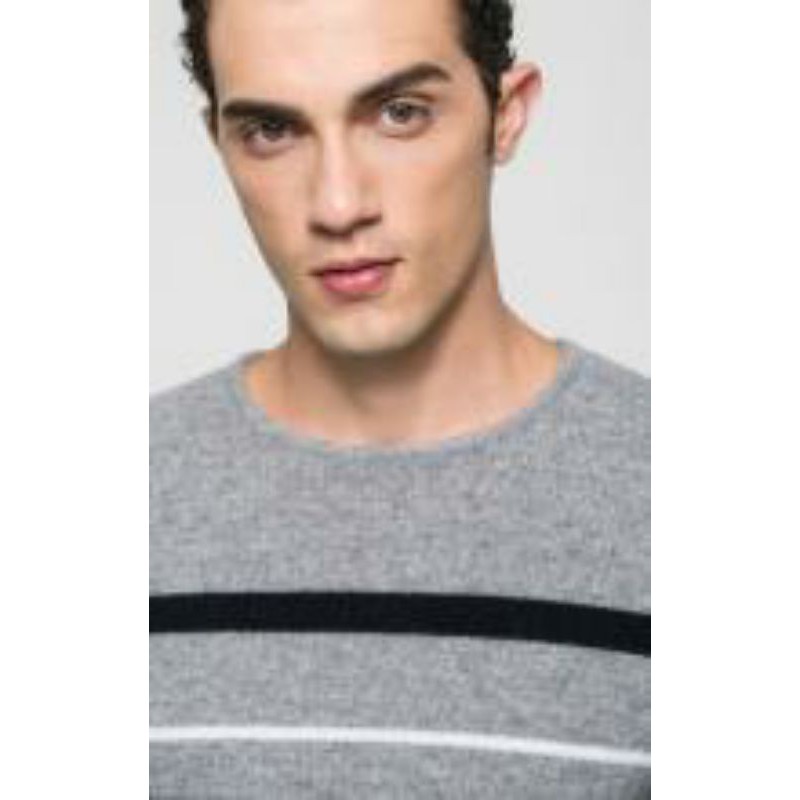 Áo len nam xám kẻ ngang