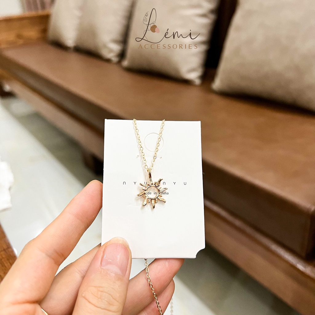 Dây chuyền nữ mặt trời đơn giản cá tính cho các nàng dễ phối đồ thời trang Hàn Quốc Lemi accessories
