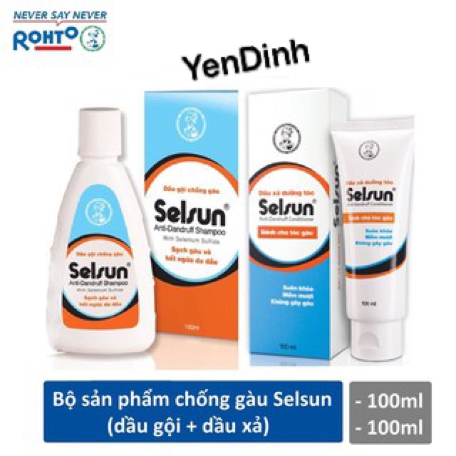 Cặp Dầu Gội Sạch Gàu Hết ngứa Selsun ( 1 Dầu Gội chống gàu Selsun 100ml+ 1 Dầu xả dưỡng tóc Selsun 100ml)